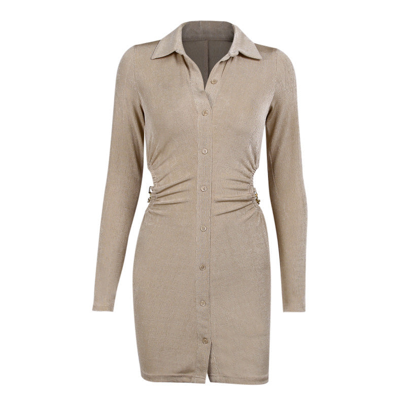 Kleid mit Knopfleiste, Hemdkragen und seitlichen Cut-Outs
