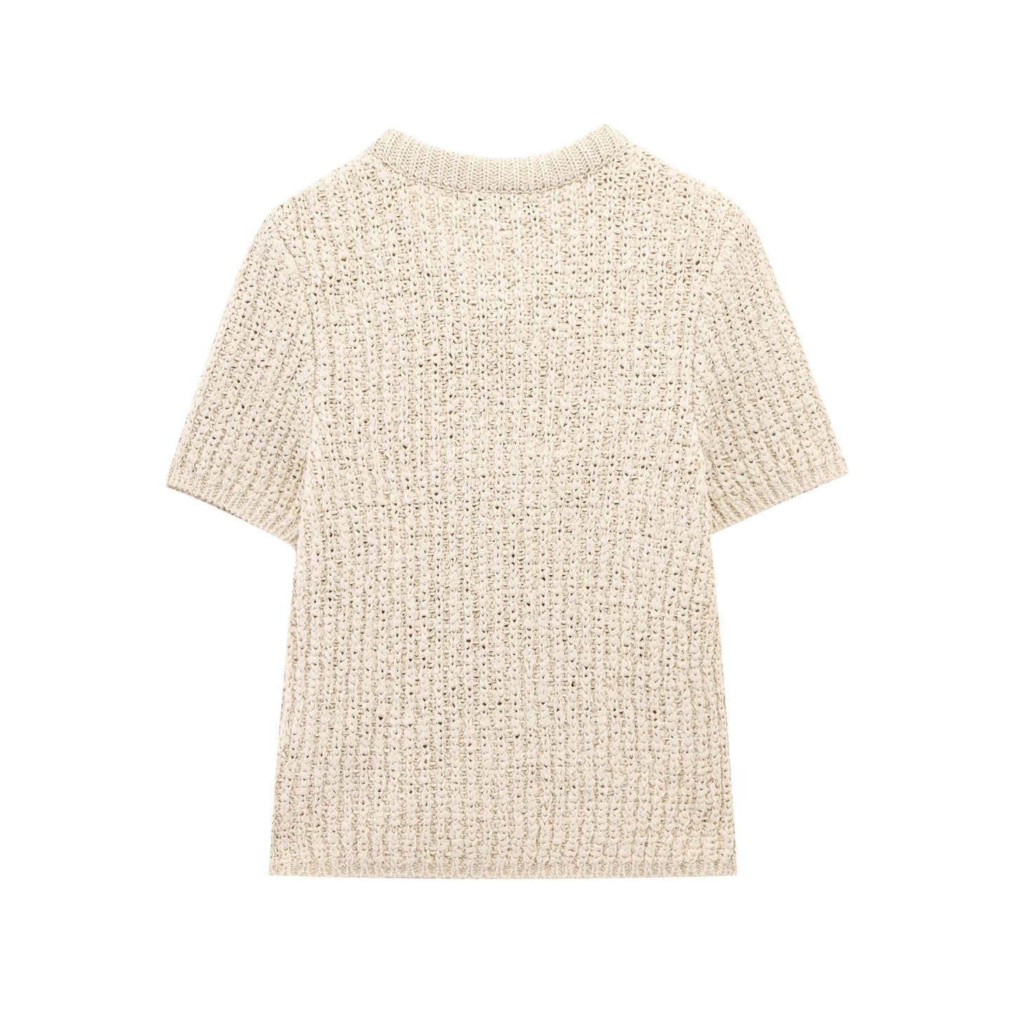 Strickpullover mit Organza-Schleife und Knopfleiste