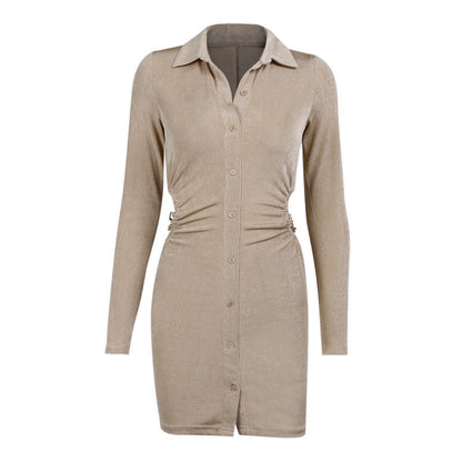 Kleid mit Knopfleiste, Hemdkragen und seitlichen Cut-Outs