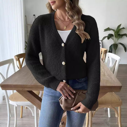 Strickjacke V-Ausschnitt mit Knopfleiste