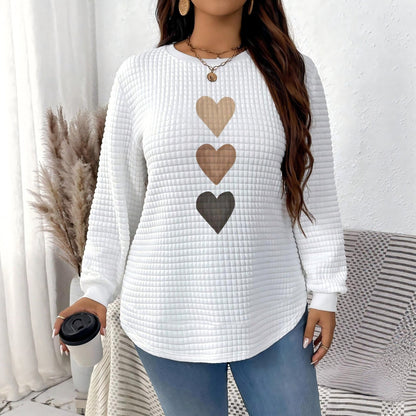 Übergrößen Pullover Strickstoff Rundhalsausschnitt mit Herzmotiv