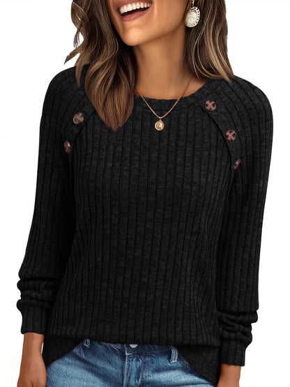 Pullover mit Langarm-Ärmel und Knopfleiste