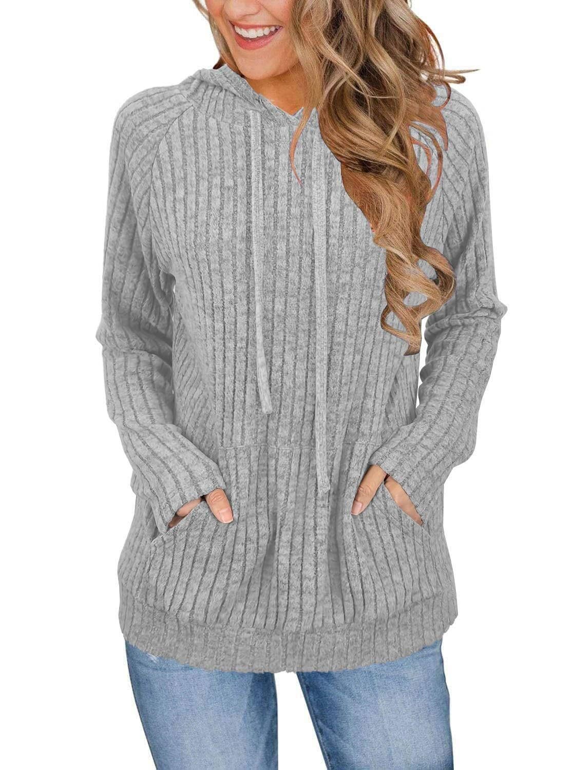 Hoodie mit Kapuze und Taschen aus Strickstoff