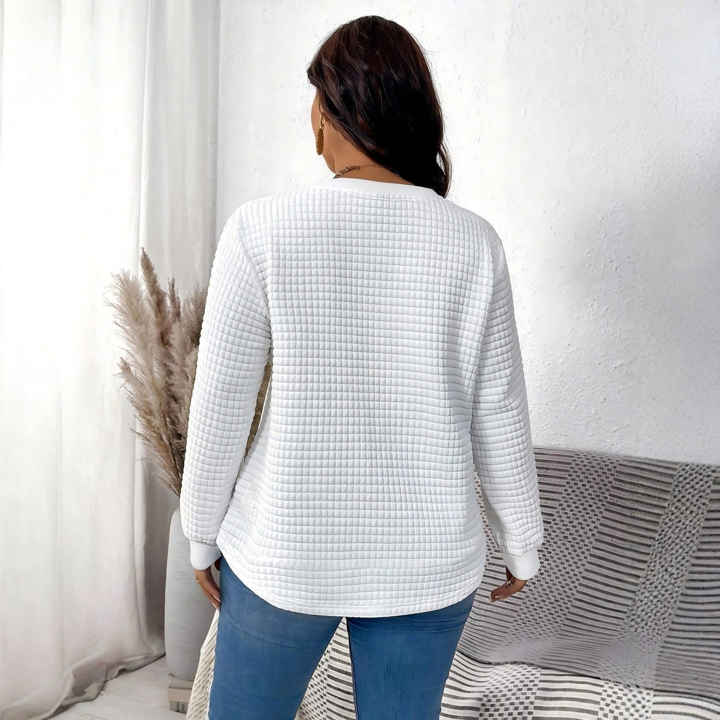 Übergrößen Pullover Strickstoff Rundhalsausschnitt mit Herzmotiv