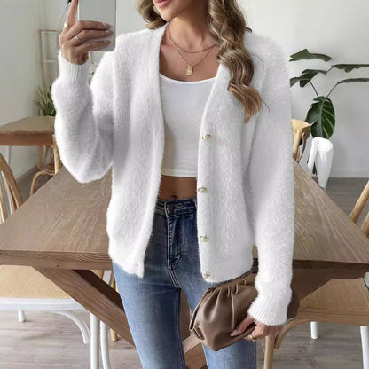 Strickjacke V-Ausschnitt mit Knopfleiste