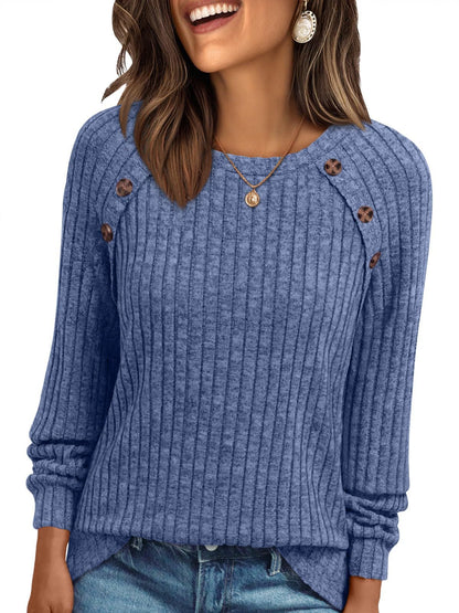 Pullover mit Langarm-Ärmel und Knopfleiste