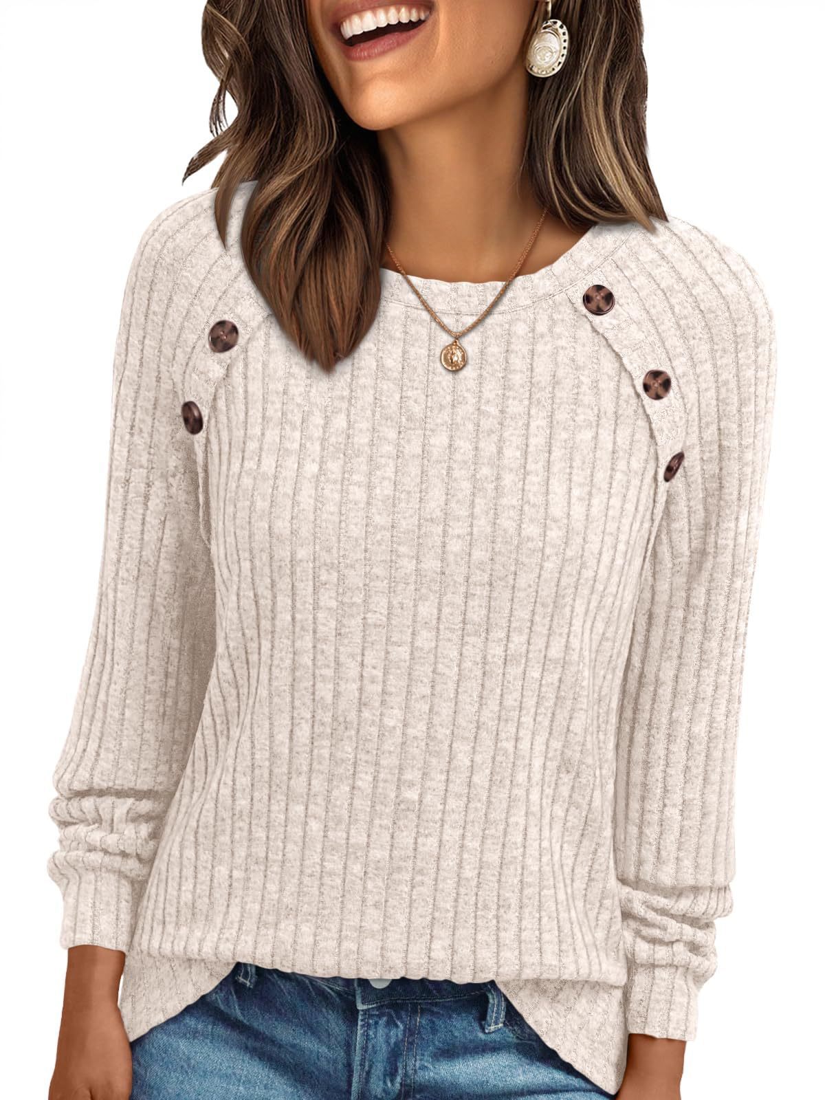 Pullover mit Langarm-Ärmel und Knopfleiste