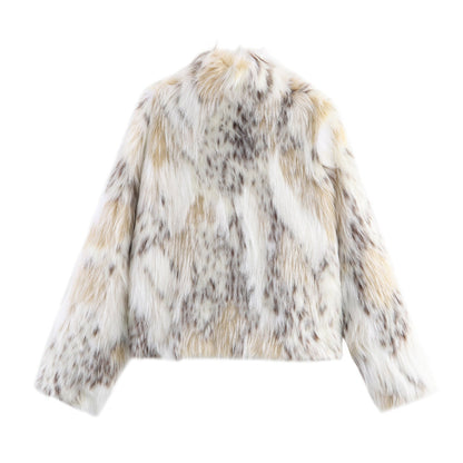 Gerade geschnittene Kunstpelz-Jacke mit Taschen