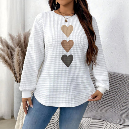Übergrößen Pullover Strickstoff Rundhalsausschnitt mit Herzmotiv
