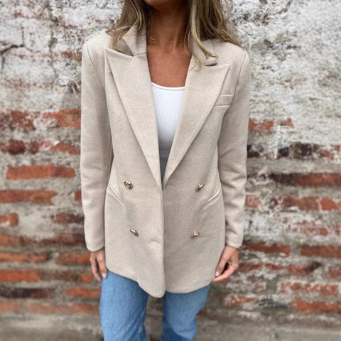 Gerader Blazer mit Reverskragen und Doppelknopfreihe