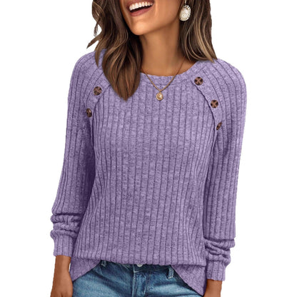 Pullover mit Langarm-Ärmel und Knopfleiste
