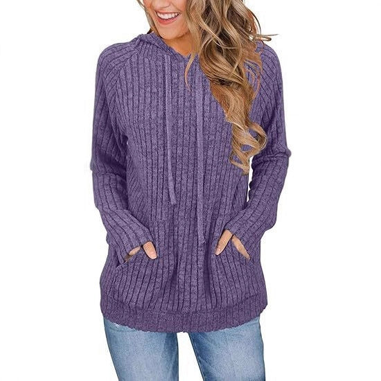 Hoodie mit Kapuze und Taschen aus Strickstoff