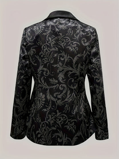 Taillierter Blazer mit floraler Prägung und Reverskragen