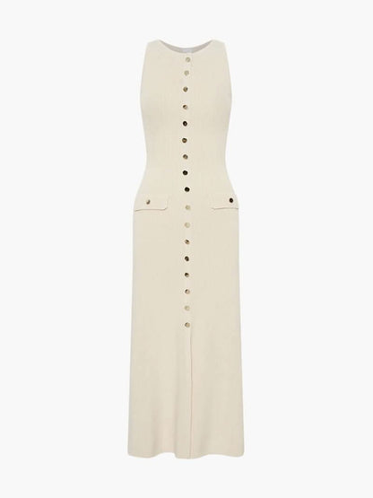 Ärmelloses Maxikleid mit Knopfleiste und Taschen