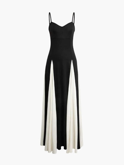 Abendkleid mit Trägern und zweifarbigem Rock
