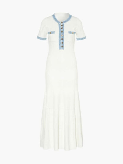 Maxikleid mit Hemdkragen und Kontrastdetails